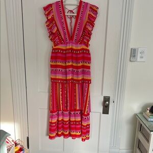 FARM Rio Multicolor Striped Midi Dress